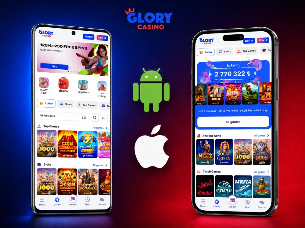 Glory Casino অ্যাপ Android ও iOS ফোনে
